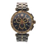 VERSACE ヴェルサーチ AION Chrono gent アイオンクロノジェント クォーツ式 ブラック文字盤 45mm 腕時計 ブラック/ゴールド VE6CA0723