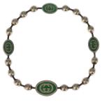 GUCCI Gucci Inter locking G эмаль мяч цепь браслет серебряный / зеленый 753442