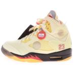 ナイキ ×OFF-WHITE AIR JORDAN 5 オフホワイト エアジョーダン5 レトロ セイル ハイカットスニーカー アイボリー US8/26cm DH8565-100