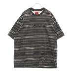 SUPREME シュプリーム 23SS Dash Stripe S/S Top ロゴ刺繍 ダッシュ ストライプ ボーダー クルーネック 半袖Tシャツ カットソー グレー