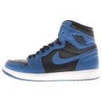 ナイキ AIR JORDAN 1 エアジョーダン1 レトロ ダークマリーナブルー ハイカットスニーカー ブラック/ブルー US8.5/26.5cm 555088-404