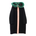 FENDI フェンディ カラー ウール ロングコート ブラック/グリーン レディース FF8017 W1D
