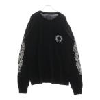 CHROME HEARTS クロムハーツ CH L S 1 袖フローラルバックホースシュープリント 長袖Tシャツ カットソー ロンT ブラック