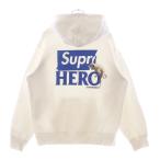 シュプリーム 22SS ×ANTIHERO Hooded Sweatshirt アンタイヒーロー グラフィックプリント スウェット プルオーバーパーカー ホワイト