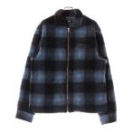 STUSSY ステューシー チェック柄 ジップアップ フリースジャケット ブルー/ブラック 110224