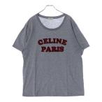 CELINE セリーヌ フロッキーロゴ クルーネック 半袖Tシャツ カットソー グレー 2X309704I