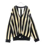 SUPREME シュプリーム 19AW ×LACOSTE L!VE Stripe Cardigan ラコステ ライブ ロゴ刺繍 ストライプニットカーディガン ブラック/ホワイト