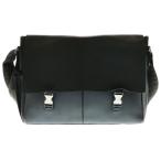 PRADA プラダ ロゴ刻印シルバー金具 レザー メッセンジャーバッグ ショルダーバッグ ブラック