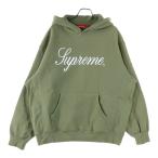 ショッピングシュプリーム SUPREME シュプリーム 23AW Raised Script Hooded レイズド スクリプト フロントロゴ プルオーバー スウェットパーカー フーディ グリーン