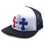 CHROME HEARTS クロムハーツ TRUCKER CAP トリコロール セメタリー クロスパッチ トラッカー キャップ 帽子 ブラック/ホワイト/マルチ