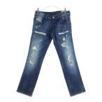 DIESEL ディーゼル LHELA ダメージ加工 ジップフライ スキニーデニムパンツ インディゴ