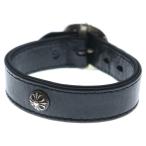 CHROME HEARTS クロムハーツ GUNSLINGER ガンスリンガー クロスボール レザーブレスレット ブラック/シルバー BCA146