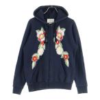 ショッピングgucci GUCCI グッチ フラワー刺繍 バックロゴプリント ジップアップ スウェット パーカー ブラック 457925 X5M16