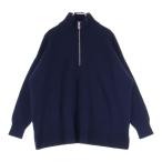 ショッピングロエベ LOEWE ロエベ HALF ZIP CASHMERE SWEATER アナグラムロゴ ハーフジップ カシミヤ ニット セーター ネイビー レディース S359Y14K85