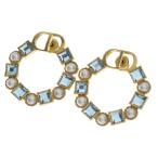 ショッピングdior Christian Dior クリスチャンディオール Petit CD プチ CDロゴ クリスタル装飾 サークル ピアス 2個セット ゴールド レディース