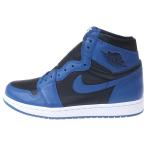 ナイキ AIR JORDAN 1 エアジョーダン1 レトロ ダークマリーナブルー ハイカットスニーカー ブラック/ブルー US9.5/27.5cm 555088-404