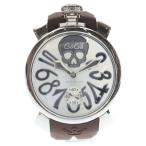 GaGa MILANO ガガミラノ MANUALE48 マヌアーレ 48mm 黒文字盤 手巻き 腕時計 シルバー/ブラック N.2694