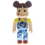 MEDICOM TOY メディコムトイ ×BAPE ×FUJIYA BE@BRICK べイプ 不二家 ペコちゃん カモ柄 ベアブリック 人形 ブルー 1000%