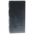 ショッピングヴェネタ ボッテガヴェネタ マキシイントレチャート カセット ロングウォレット 長財布 二つ折り長財布 カードケース ブラック レザー