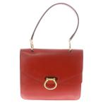CELINE セリーヌ ダブルフラップ トップハンドル ハンドバッグ レッド レザー