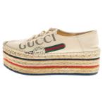 GUCCI グッチ ロゴプリント エスパドリーユプラットフォームローカットスニーカー 厚底 レディース ホワイト