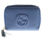 GUCCI グッチ ソーホー ラウンドファスナーコインケース コンパクトウォレット 財布 ブルー ゴールド金具 レザー 598209