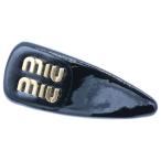 miumiu ミュウミュウ ロゴ バレッタ ブラック ゴールド金具 パテントレザー ヘアアクセサリー 5IF092 レディース