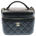 CHANEL シャネル ココマーク マトラッセ キャビアスキン 2WAY バニティバッグ チェーンショルダーバッグ ブラック レディース AS3171