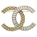 CHANEL シャネル ココマーク ラインストーン ブローチ バッジ ゴールド GP B18C
