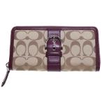 ショッピングコーチ 財布 コーチ シグネチャー ラウンドファスナー 長財布 ロングウォレット カードケース シルバー金具 キャンバス×レザー レディース