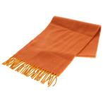 HERMES エルメス Hロゴ カシミヤマフラー オレンジ×イエロー