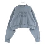 ショッピングMIUMIU miumiu ミュウミュウ ダメージ加工ショート丈ロゴクルーネックスウェットトレーナー グレー MJL911 S231 137J