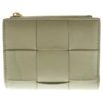 ショッピングヴェネタ ボッテガヴェネタ マキシイントレチャート カセット コンパクトウォレット 二つ折り財布 コインケース ライトグリーン レザー ゴールド金具