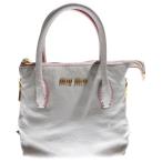 miumiu ミュウミュウ マドラス 2WAYハンドバッグ ショルダーバッグ グレー×ピンク レザー ゴールド金具