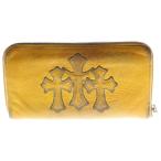 ショッピングクロムハーツ クロムハーツ セメタリークロスパッチ レザー ダガージップ ラウンドファスナー ロングウォレット 長財布 ロジウム加工 ゴールド/シルバー