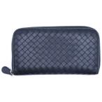BOTTEGA VENETA ボッテガヴェネタ イントレチャート ラウンドファスナー長財布 ロングウォレット ブラック レザー シルバー金具