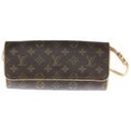 ショッピングポシェット LOUIS VUITTON ルイヴィトン モノグラム ポシェットツインGM ブラウン PVC ショルダーバッグ M51852