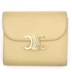 ショッピングセリーヌ CELINE セリーヌ トリオンフ 三つ折り財布 コインケース イエロー レザー ゴールド金具