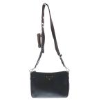 PRADA プラダ RE-NYLON リナイロン トライアングルロゴプレート サフィアーノレザー ショルダーバッグ シルバー金具 ブラック 2VH113
