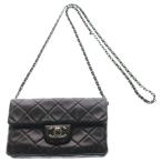 CHANEL シャネル ミニマトラッセ ココマーク ラムスキン チェーンポシェット レザーミニショルダーバッグ ブラック SV金具