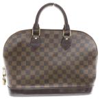 ショッピングダミエ LOUIS VUITTON ルイヴィトン ダミエ アルマPM ハンドバッグ ブラウン レザー×PVC N53151 ゴールド金具