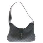 GUCCI グッチ GGキャンバス ワンショルダーバッグ ハンドバッグ ブラック レザー×キャンバス 143747 シルバー金具
