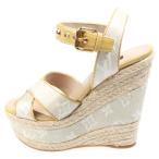 ルイヴィトン スターボードライン モノグラム キャンバス パテントレザー ウェッジソール エスパドリーユ ストラップサンダル レディース