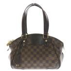 LOUIS VUITTON ルイヴィトン ダミエ ヴェローナPM ハンドバッグ ブラウン レザー×PVC N41117 ゴールド金具