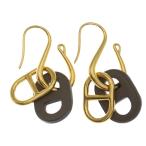 HERMES エルメス オーマイヨン ピアス ゴールド×ブラウン