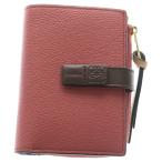 ショッピングロエベ LOEWE ロエベ バーティカル コンパクトジップ 二つ折り財布 コンパクトウォレット ピンク×ブラウン レザー ゴールド金具