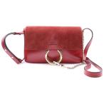Chloe クロエ チェーンショルダーバック レッド レザー×スウェード ゴールド金具