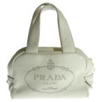 ショッピングプラダ PRADA プラダ ヴィッテロダイノソフト パンチングレザー ロゴ 2WAY トップハンドル ショルダー バッグ ゴールド金具 ホワイト 1BB078
