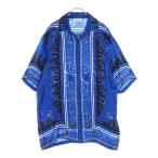 OFF-WHITE オフホワイト バンダナ ペイズリー 総柄 サテン オープンカラー 半袖シャツ ブルー/ブラック