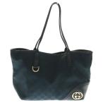 GUCCI グッチ GGキャンバス トートバッグ ハンドバッグ ブラック レザー×キャンバス 169946